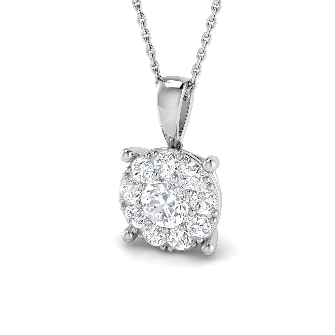 9ct White Gold Round Lab Grown Diamond Pendant 1