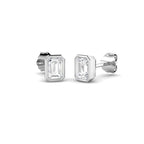 9ct White Gold Emerald Cut Lab Grown Diamond Earrings 1