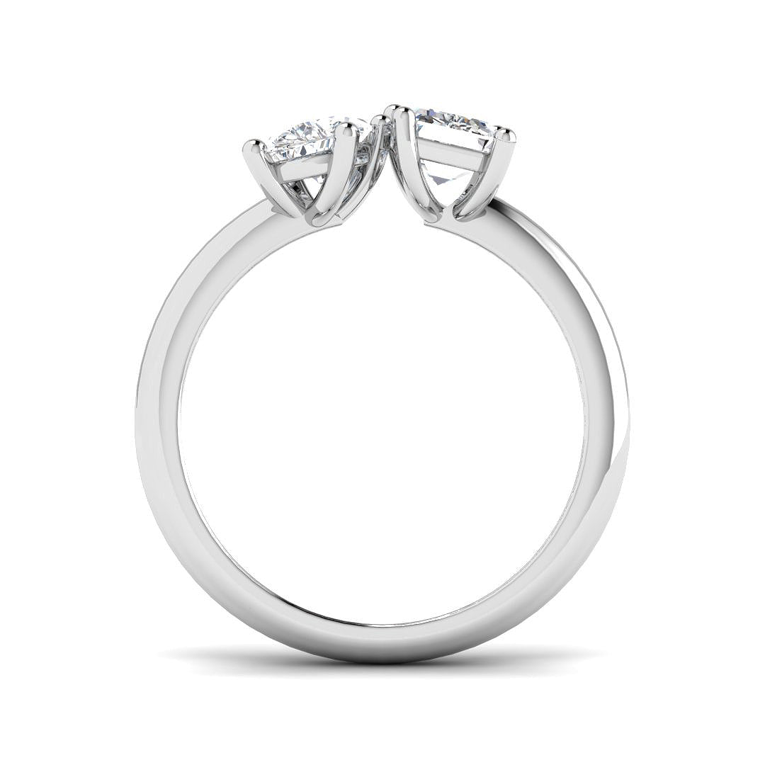 Platinum Emerald Cut and Pear Lab Grown Diamond Ring 2