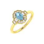 9ct Yellow Gold Baguette and Oval Aquamarine and Diamond Ring 1