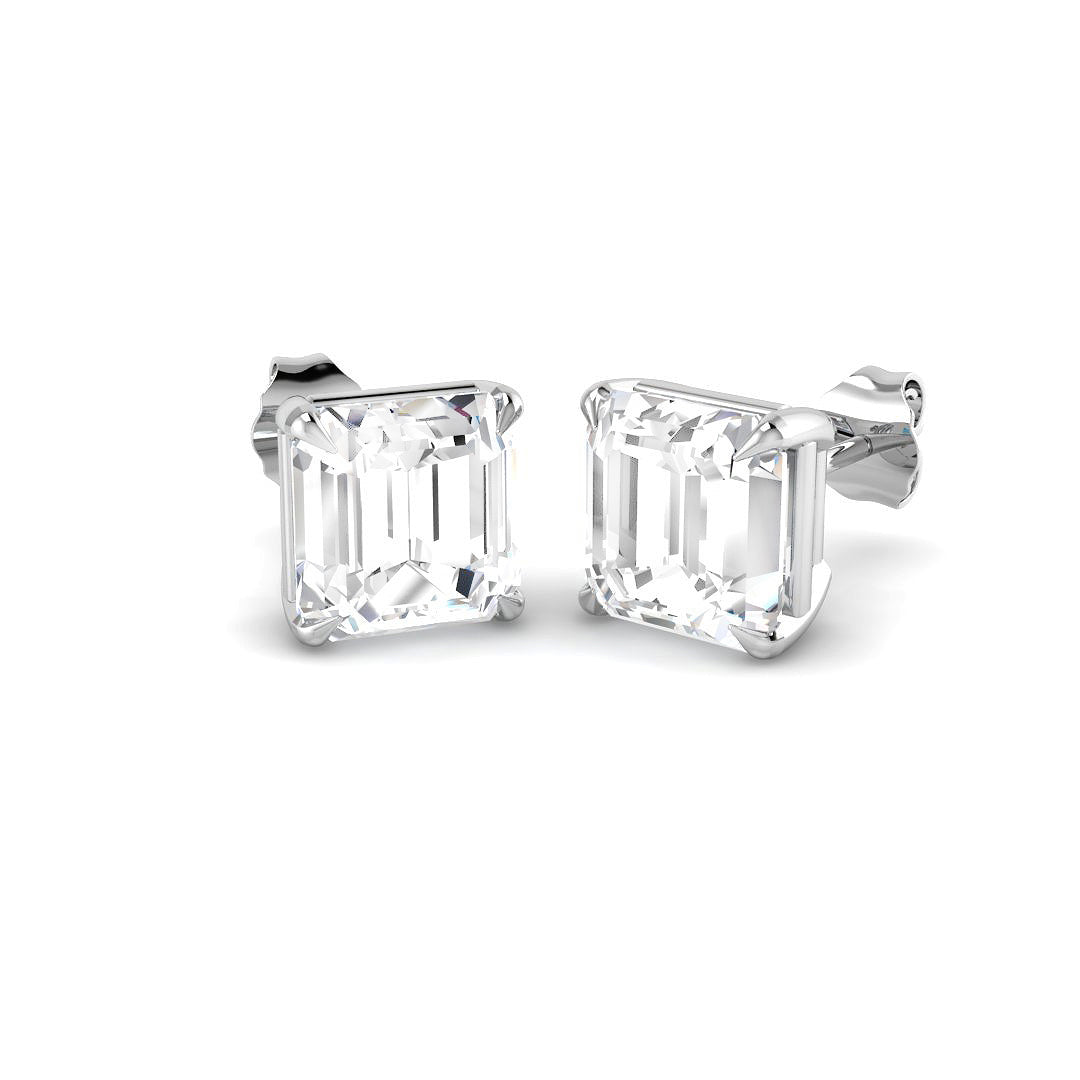 9ct White Gold Asscher Cut Lab Grown Diamond Earrings 1