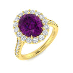 18ct Yellow Gold Oval Purple Sapphire and Diamond Ring 1