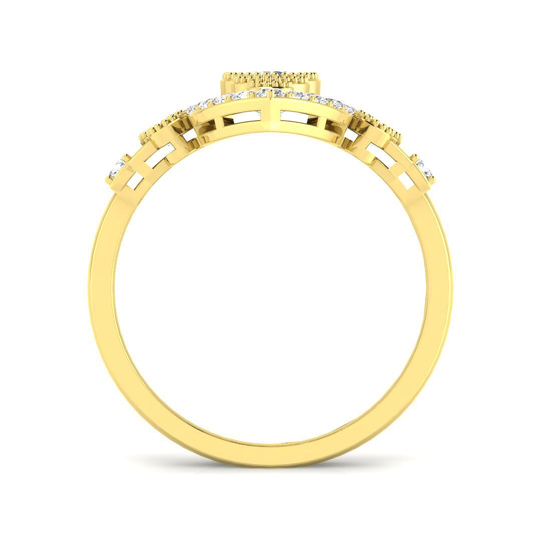 9ct Yellow Gold Round Cvd Old Cut Ring 2