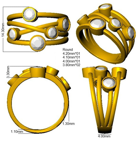 9ct Yellow Gold Round Lab Grown Diamond Ring 3