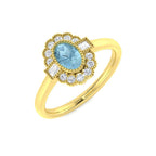 9ct Yellow Gold Baguette and Oval Aquamarine and Diamond Ring 1