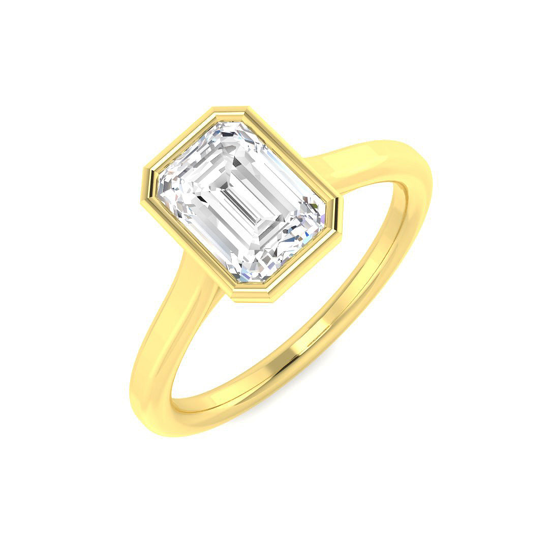 9ct Yellow Gold Emerald Cut Lab Grown Diamond Ring 1