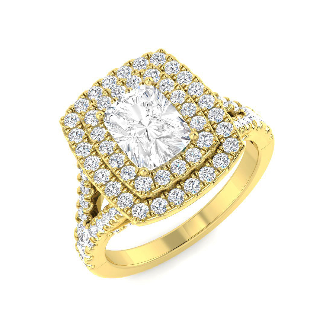18ct Yellow Gold Cushion Lab Grown Diamond Ring 1