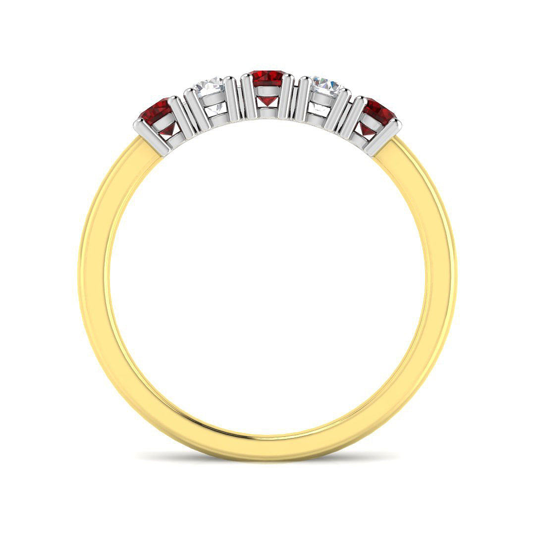 9ct Two Tone Round Ruby and Diamond Ring 2