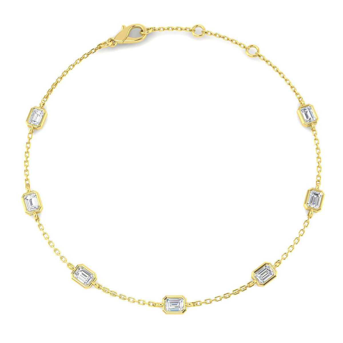9ct Yellow Gold Emerald Cut Lab Grown Diamond Bracelet 1