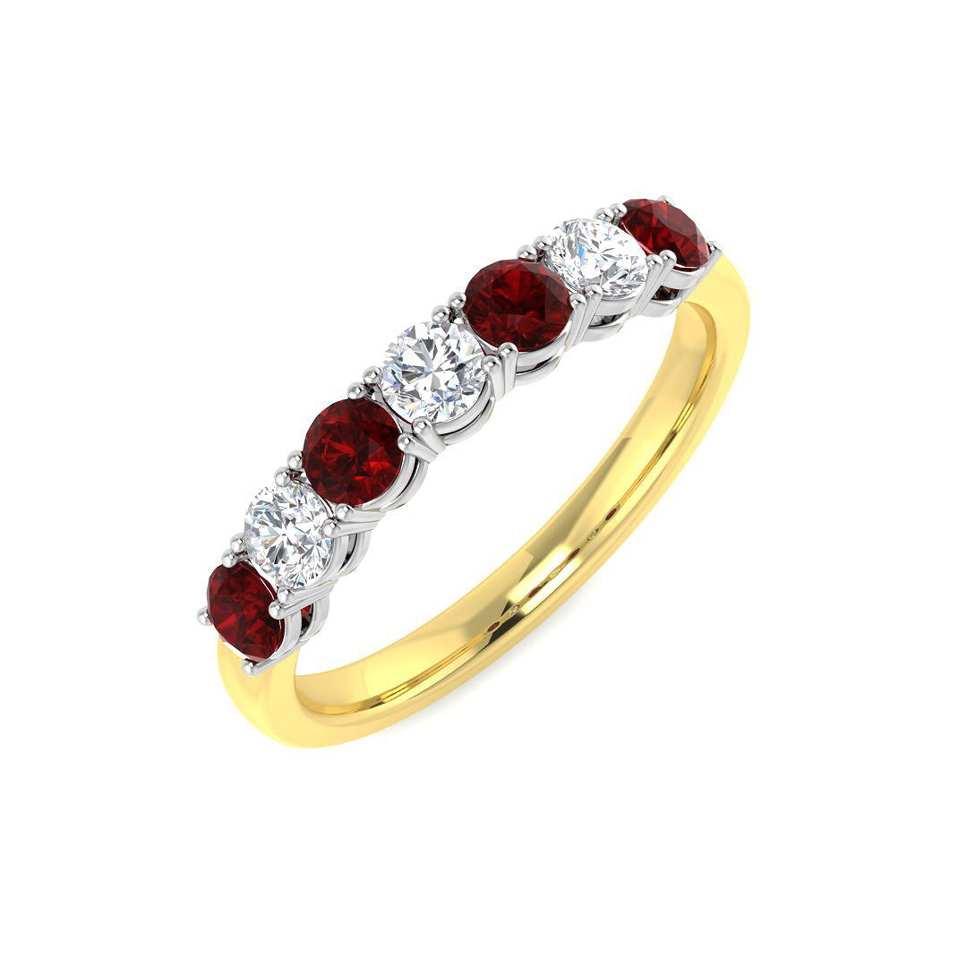 9ct Yellow Gold Round Ruby and Diamond Ring 1