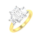 9ct Two Tone Emerald Cut and Trapezoid Lab Grown Diamond Ring 1