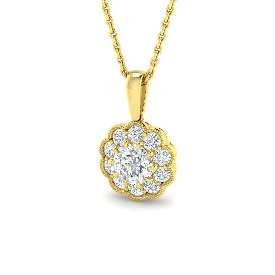 9ct Yellow Gold Round Lab Grown Diamond Pendant 1