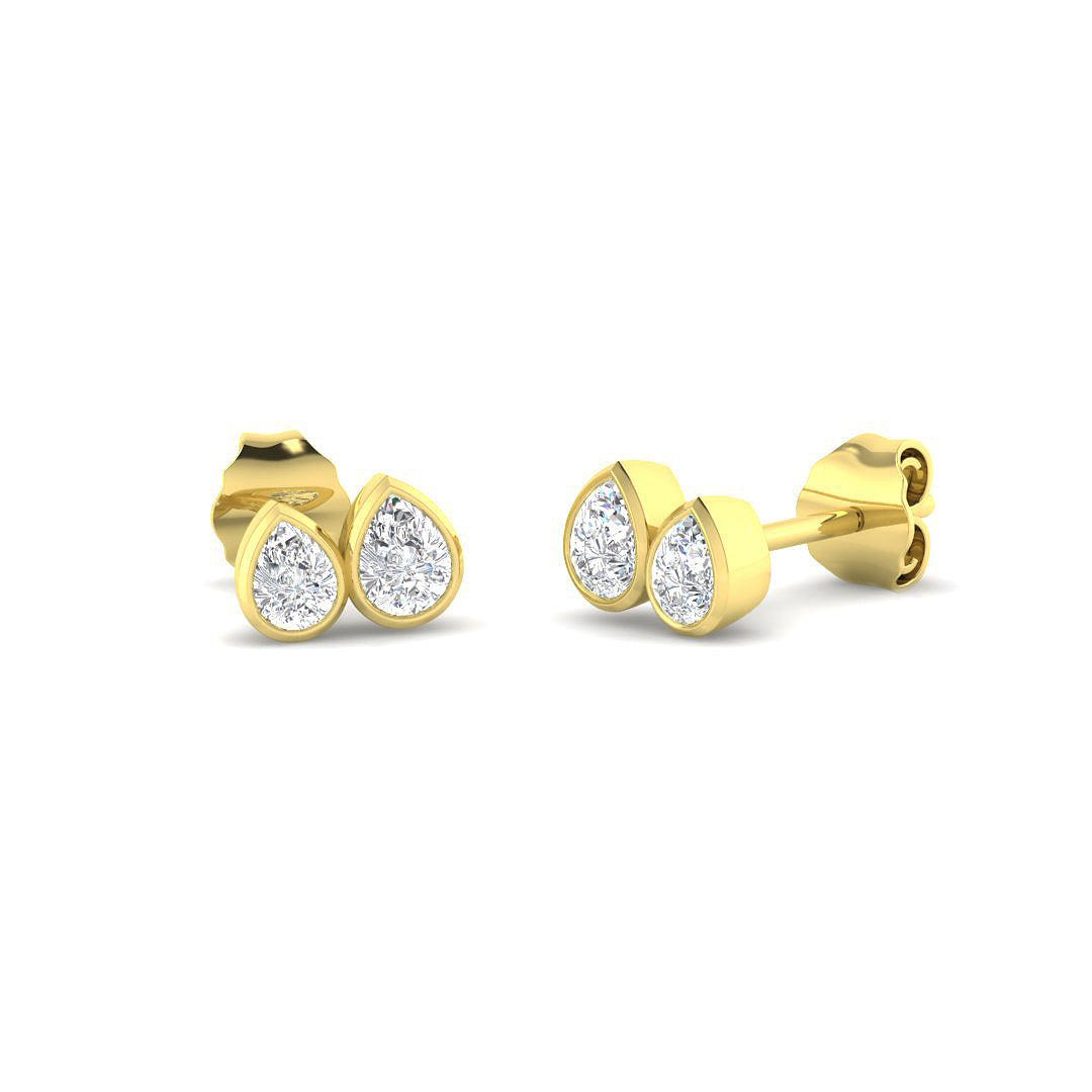 9ct Yellow Gold Pear Lab Grown Diamond Earrings 1