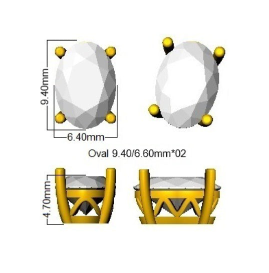 9ct Yellow Gold Oval Lab Grown Diamond Earrings 2