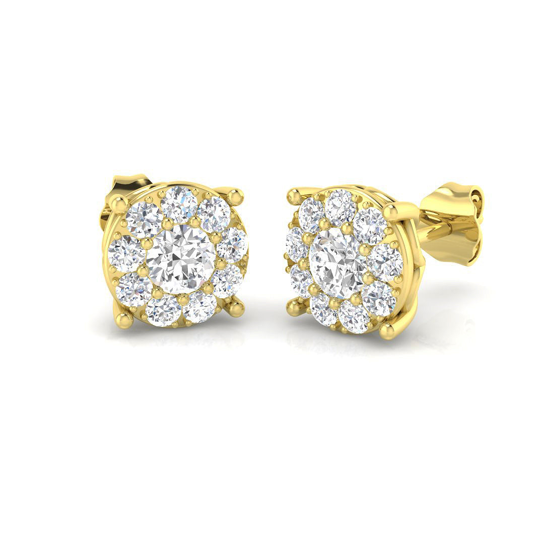 9ct Yellow Gold Round Lab Grown Diamond Earrings 1