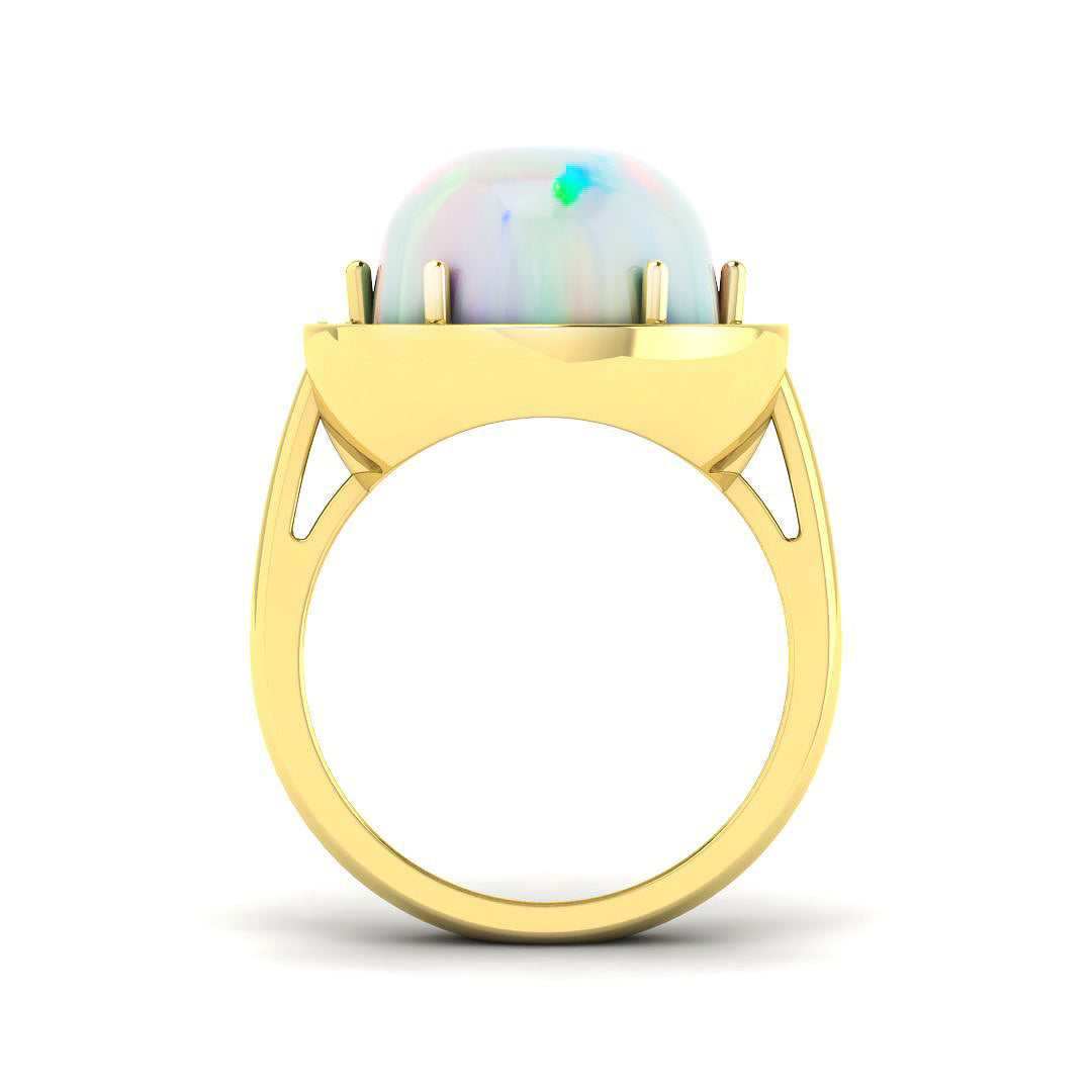 9ct Yellow Gold Oval Opal and Diamond Ring 2