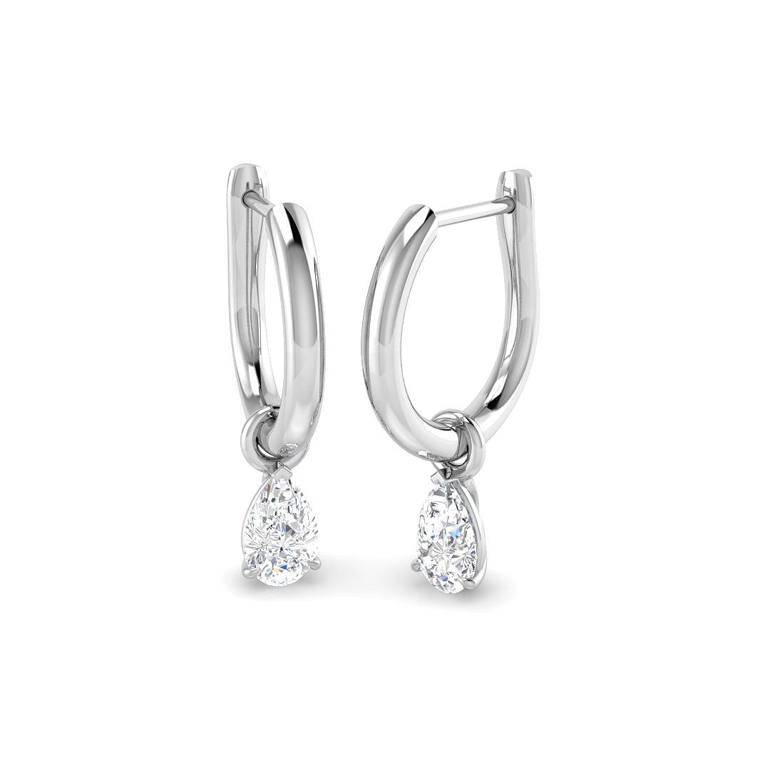 9ct White Gold Pear Lab Grown Diamond Earrings 1