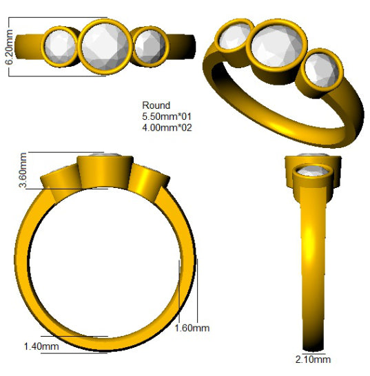 9ct Yellow Gold Round Lab Grown Diamond Ring 3