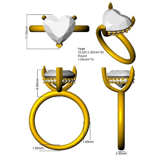 Platinum Heart Lab Grown Diamond Ring 3
