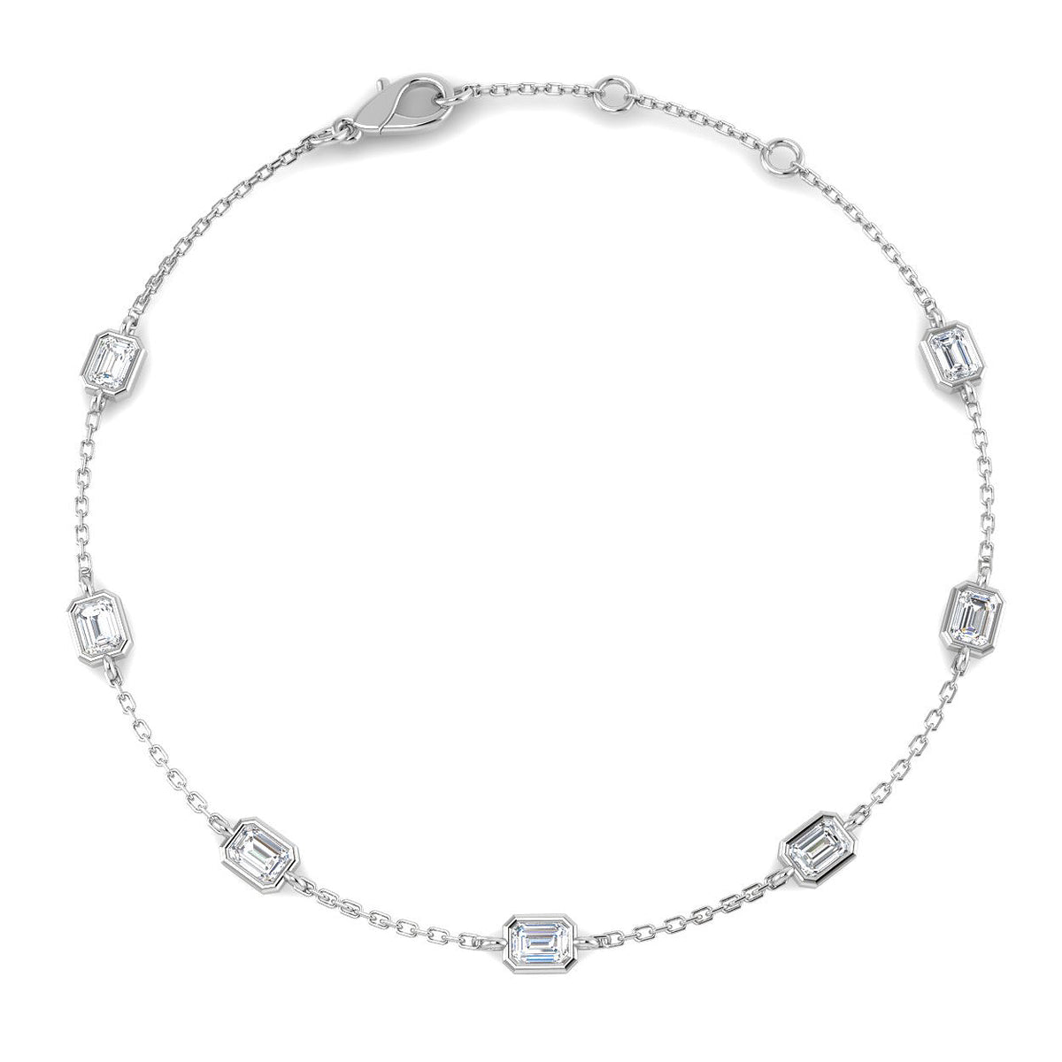 9ct White Gold Emerald Cut Lab Grown Diamond Bracelet 1