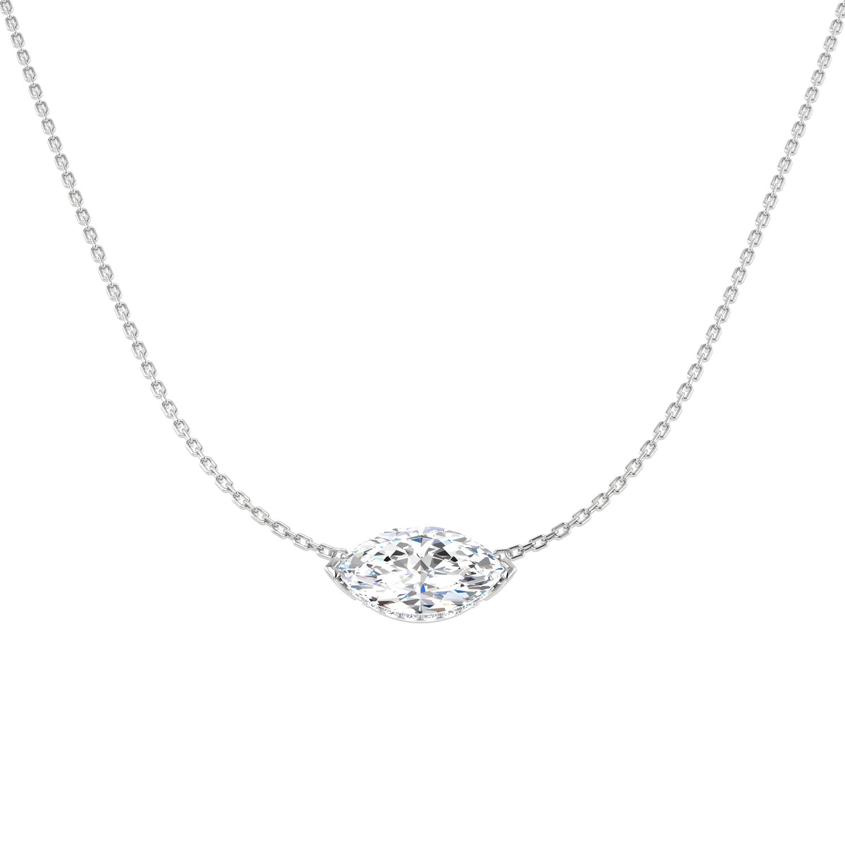 9ct White Gold Marquise Lab Grown Diamond Necklace 1