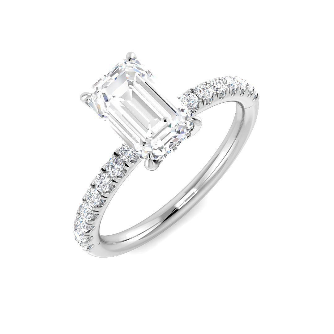 9ct White Gold Emerald Cut Lab Grown Diamond Ring 1