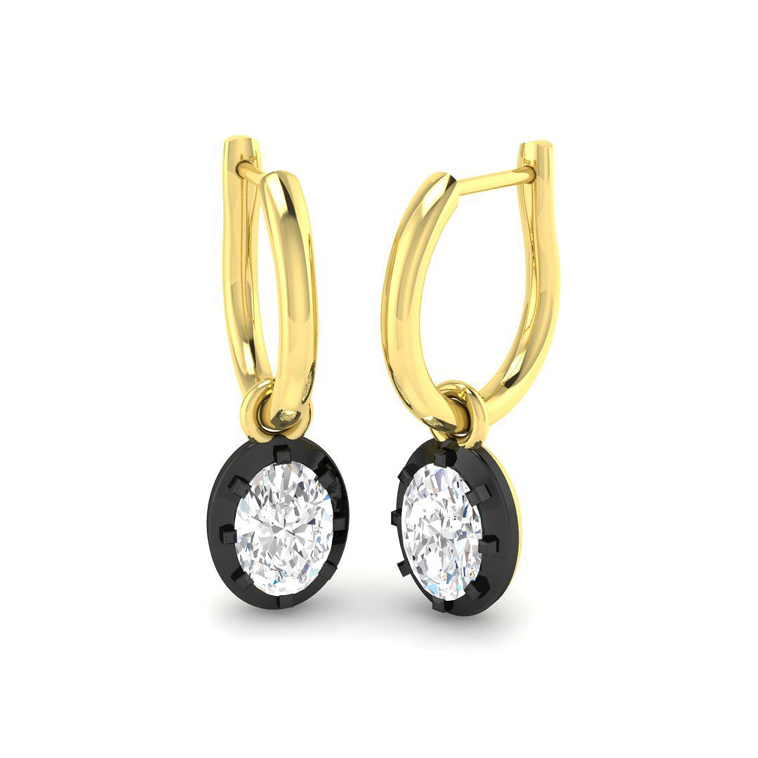 9ct Yellow Gold Oval Lab Grown Diamond Earrings 1