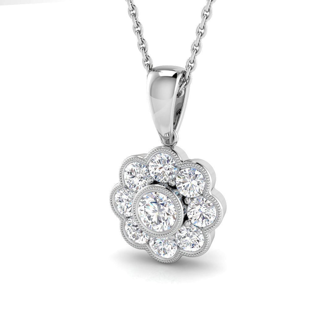 9ct White Gold Round Lab Grown Diamond Pendant 1