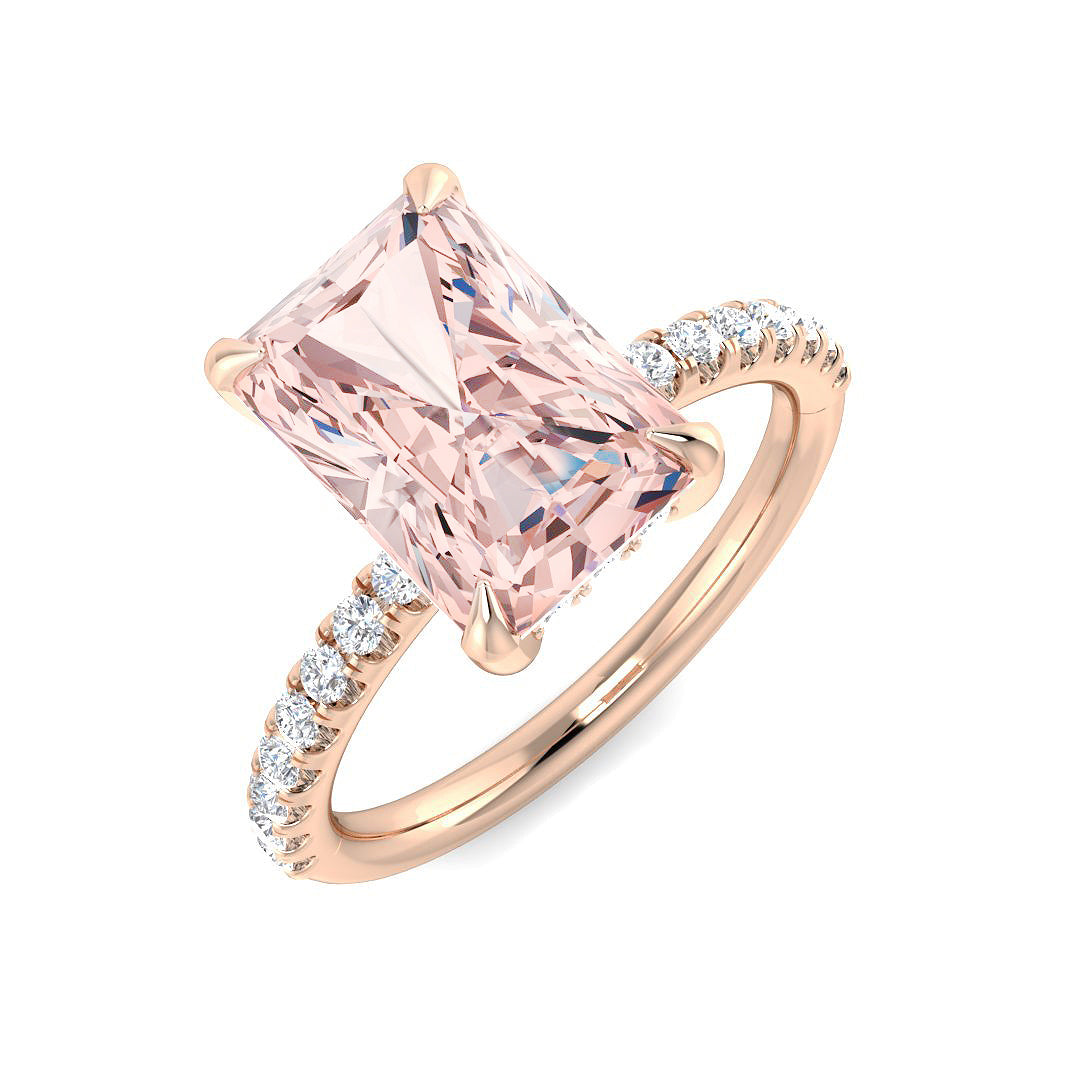 9ct Rose Gold Radiant Lab Grown Diamond and Lab Pink Diamond Ring 1