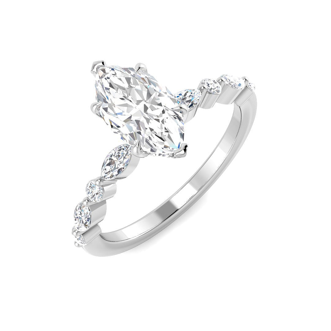 9ct White Gold Marquise Lab Grown Diamond Ring 1
