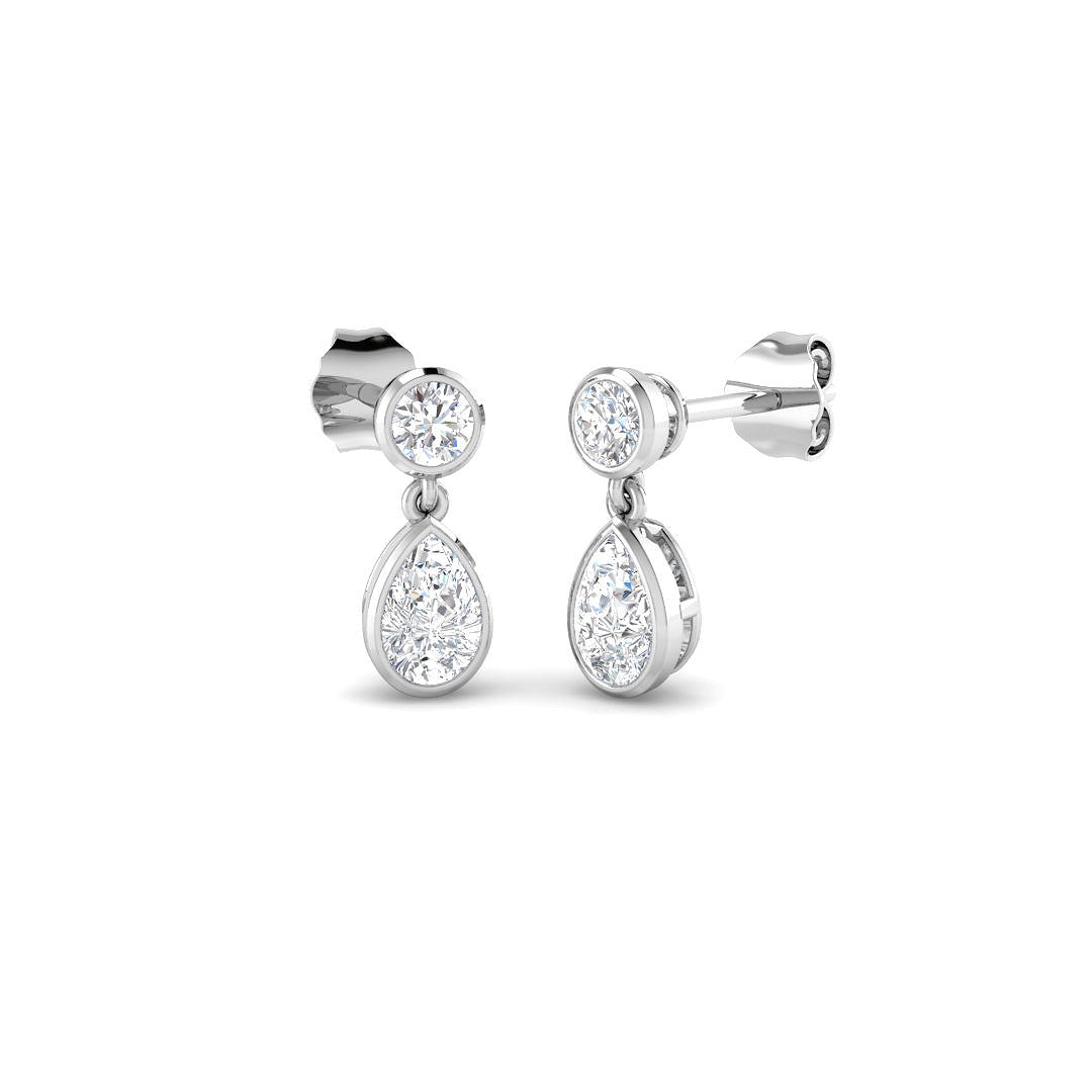 9ct White Gold Pear Lab Grown Diamond Earrings 1