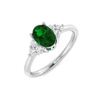 9ct White Gold Oval Emerald and Diamond Ring 1