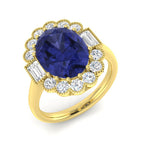 9ct Yellow Gold Baguette and Oval Tanzanite and Diamond Ring 1