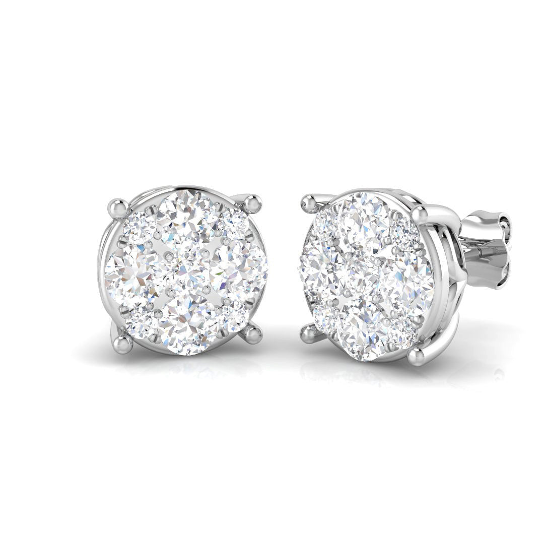 9ct White Gold Round Lab Grown Diamond Earrings 1