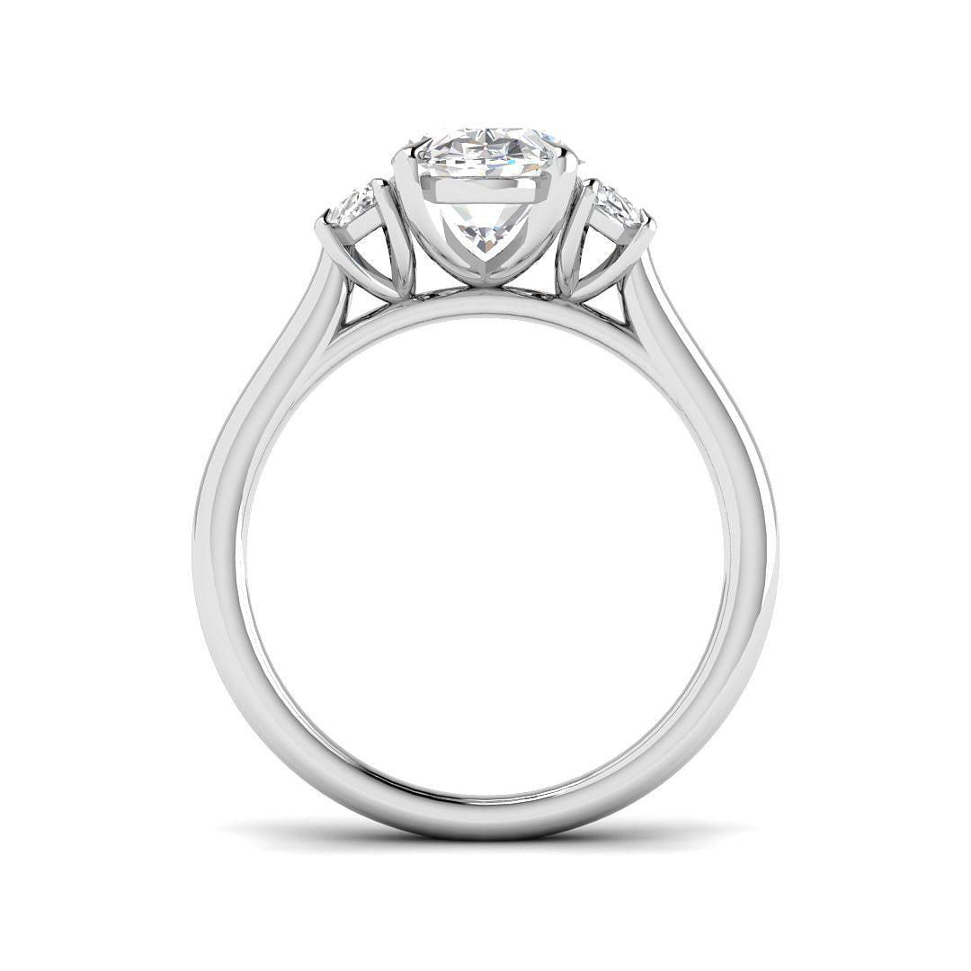 9ct White Gold MoonCut and Oval Lab Grown Diamond Ring 2