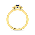 9ct Yellow Gold Oval Blue Sapphire and Diamond Ring 2