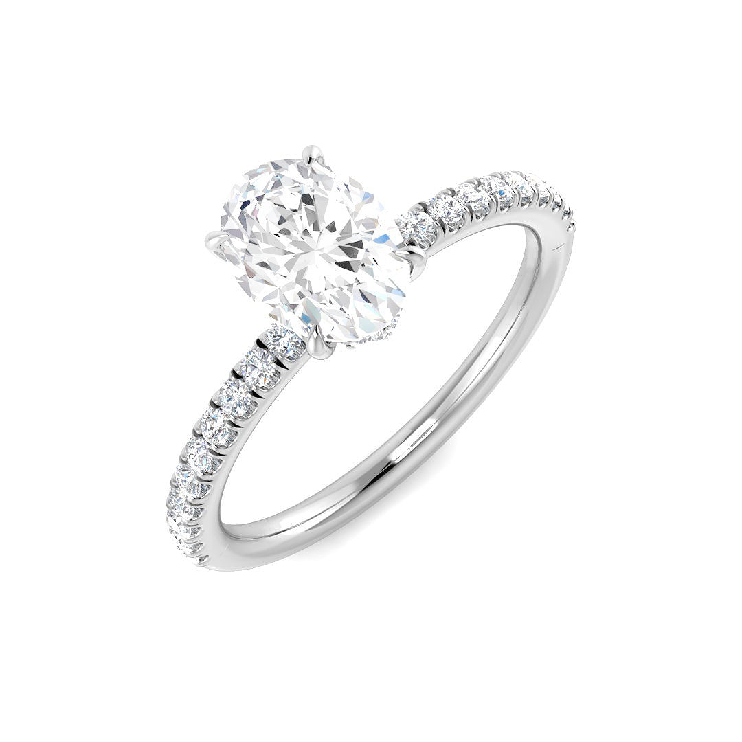 9ct White Gold Oval Lab Grown Diamond Ring 1