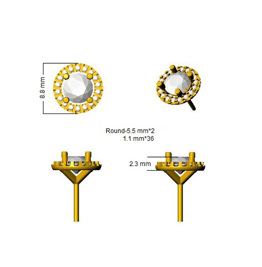 9ct White Gold Round Lab Grown Diamond Earrings 2