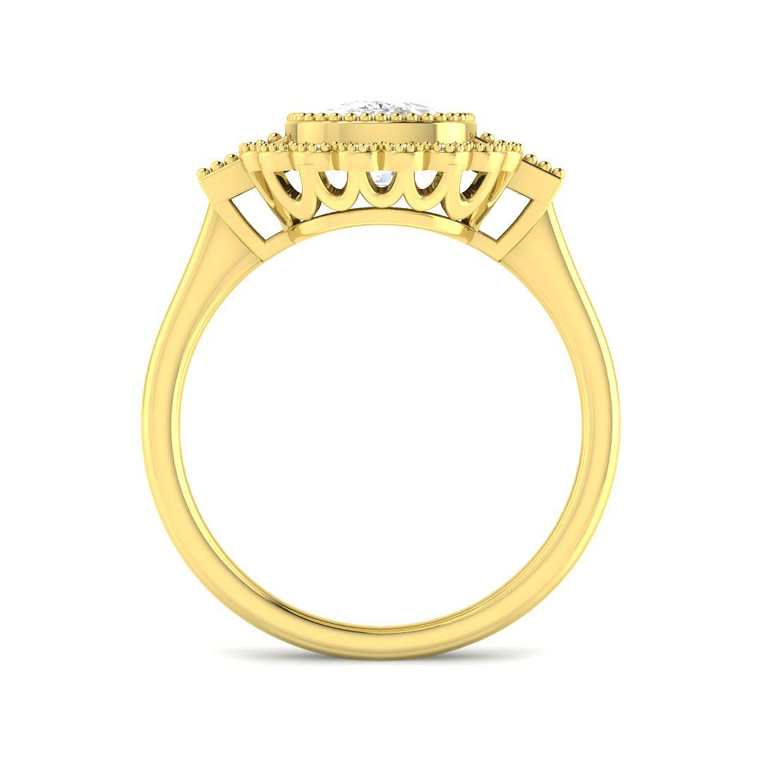 9ct Yellow Gold Baguette and Cushion Cvd Old Cut and Lab Grown Diamond Ring 2