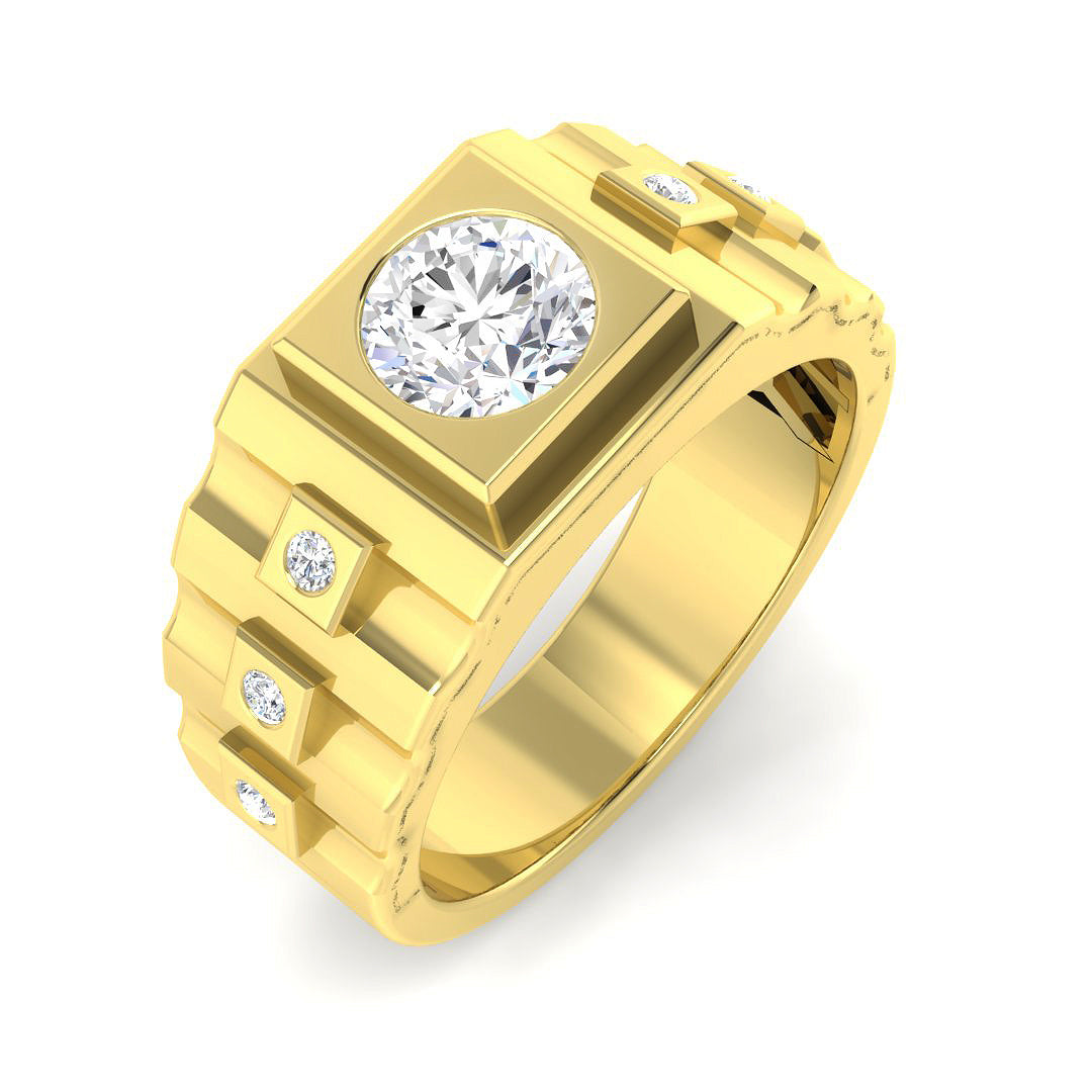 9ct Yellow Gold Round Lab Grown Diamond Ring 1