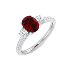 9ct White Gold Oval Ruby and Diamond Ring 1