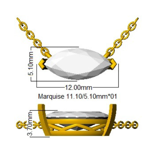 9ct Yellow Gold Marquise Lab Grown Diamond Necklace 2