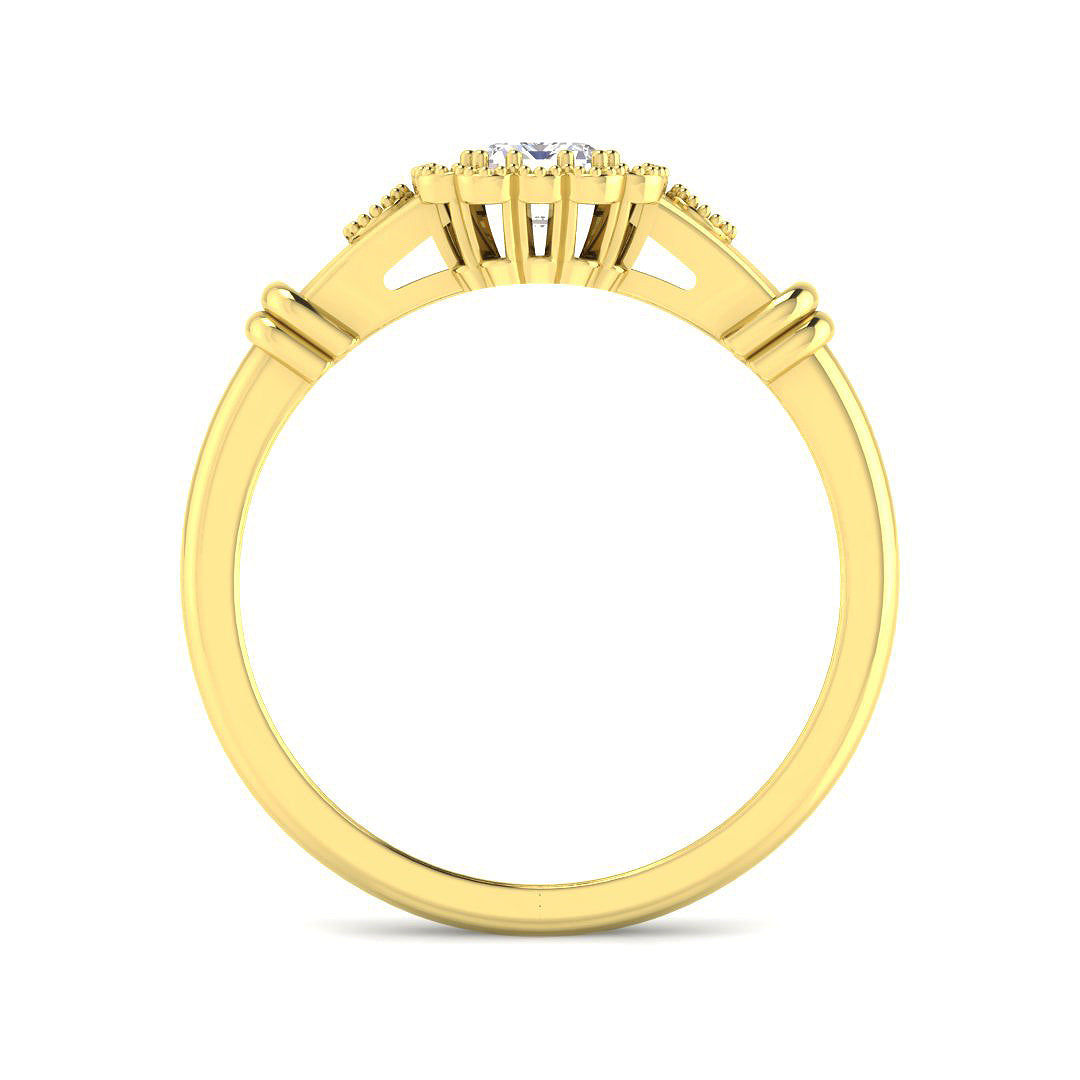 9ct Yellow Gold Emerald Cut Diamond Ring 2