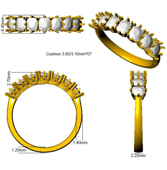 9ct Two Tone Cushion Cvd Old Cut Ring 3