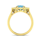9ct Yellow Gold Oval Sky Blue Topaz and Diamond Ring 2