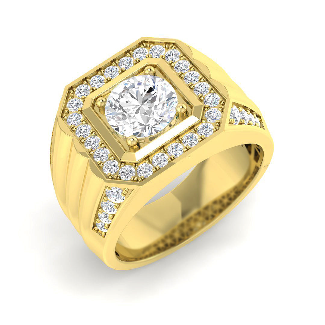 9ct Yellow Gold Round Lab Grown Diamond Ring 1