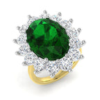18ct Two Tone Oval Emerald and Diamond Ring 1