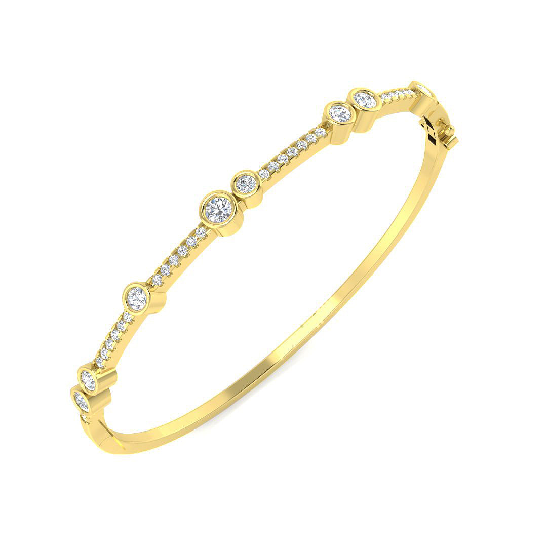 9ct Yellow Gold Round Lab Grown Diamond Bangle 1