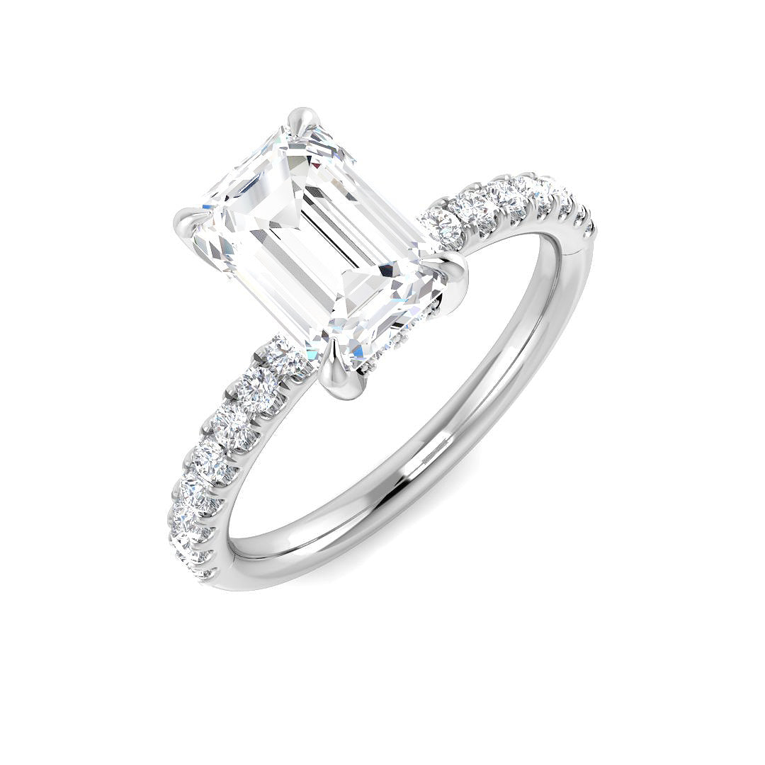 Platinum Emerald Cut Lab Grown Diamond Ring 1