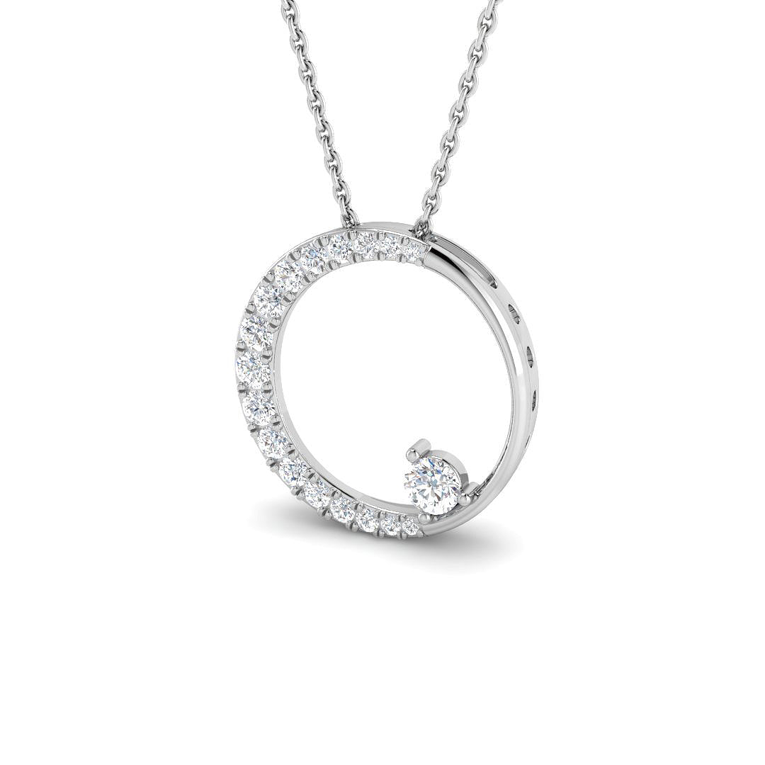 9ct White Gold Round Lab Grown Diamond Pendant 1